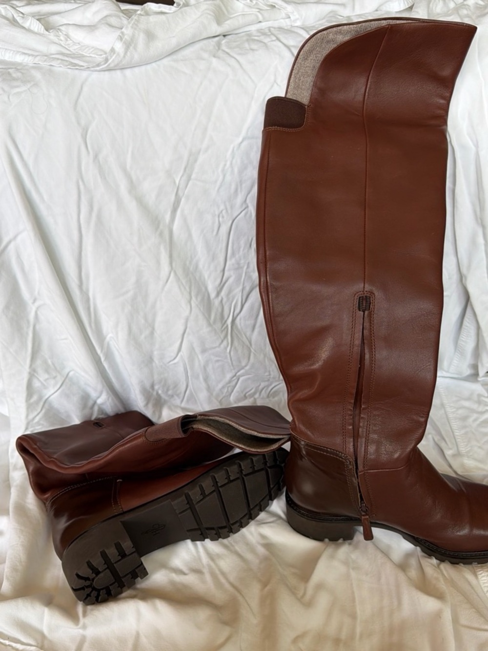 Cole Haan Chestnut Leather Over-the-Knee Riding Boots